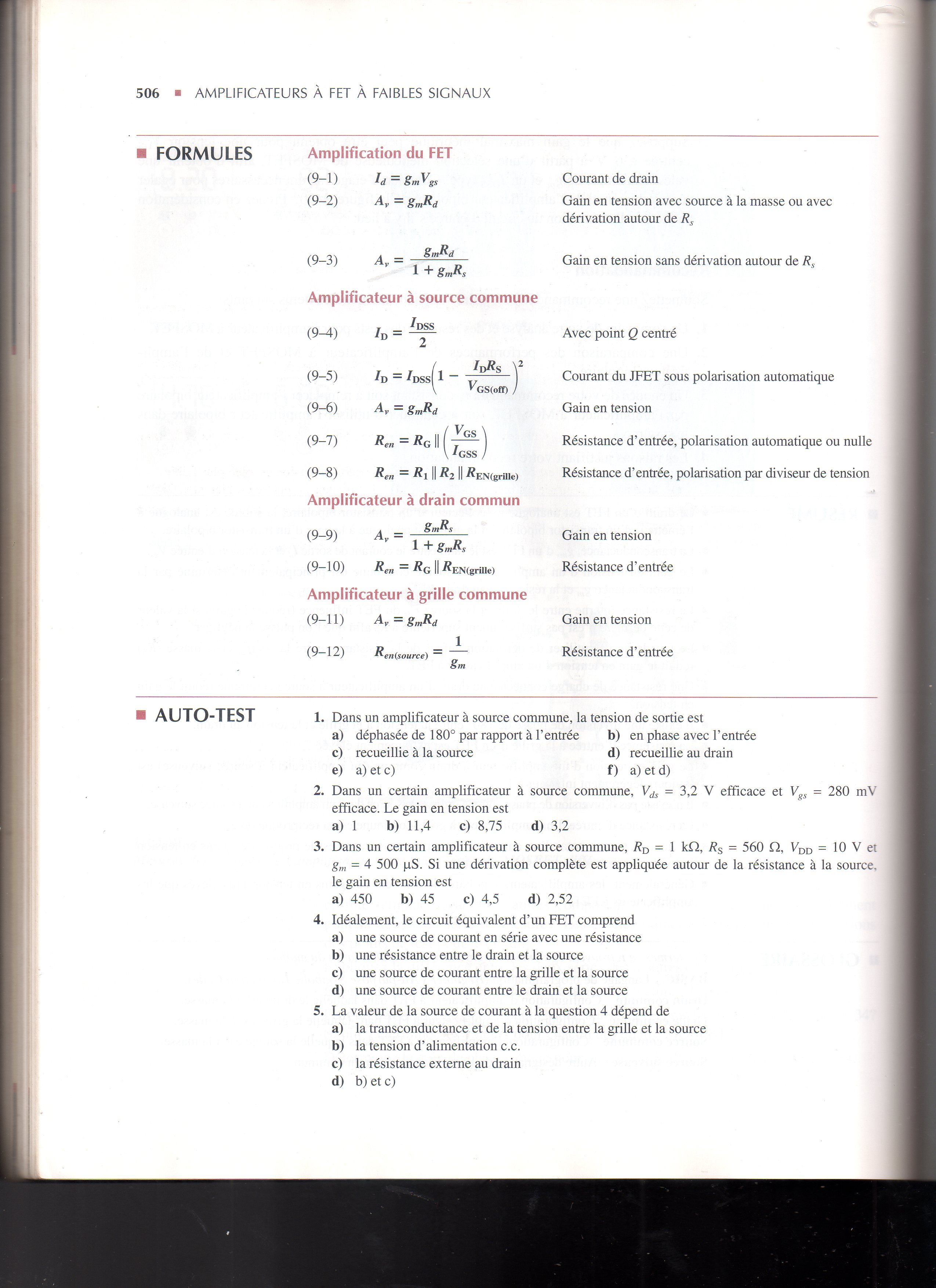 formules et auto test chapitre 1 semaine3